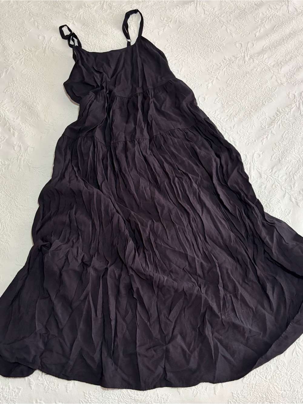 Women’s Black Spaghetti Strap Maxi Dress XL Cruise Vacation Beach - Picture 3 of 3